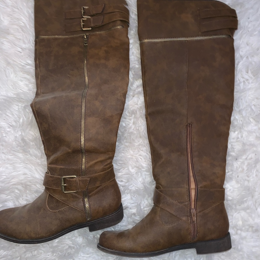 Brown knee length boots